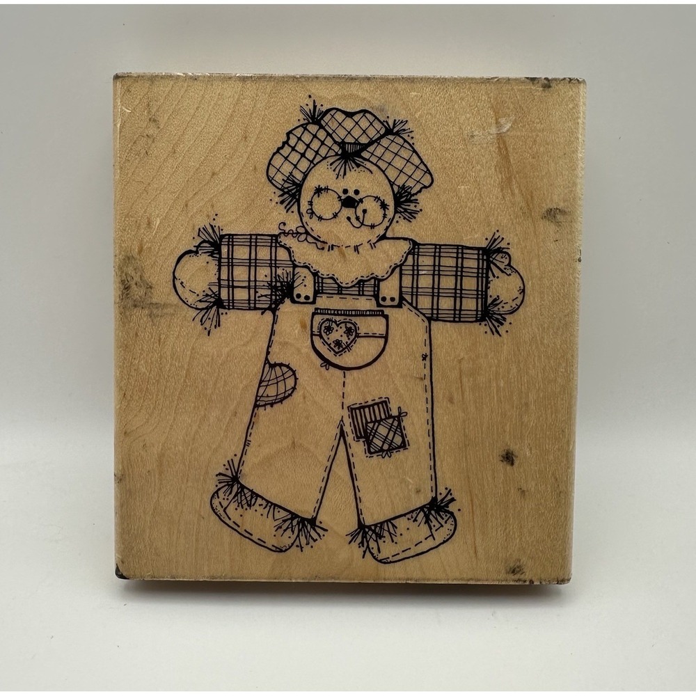 JRL Designs Chester Scarecrow R123 Halloween Wood Mount Rubber Stamp Vintage 90s